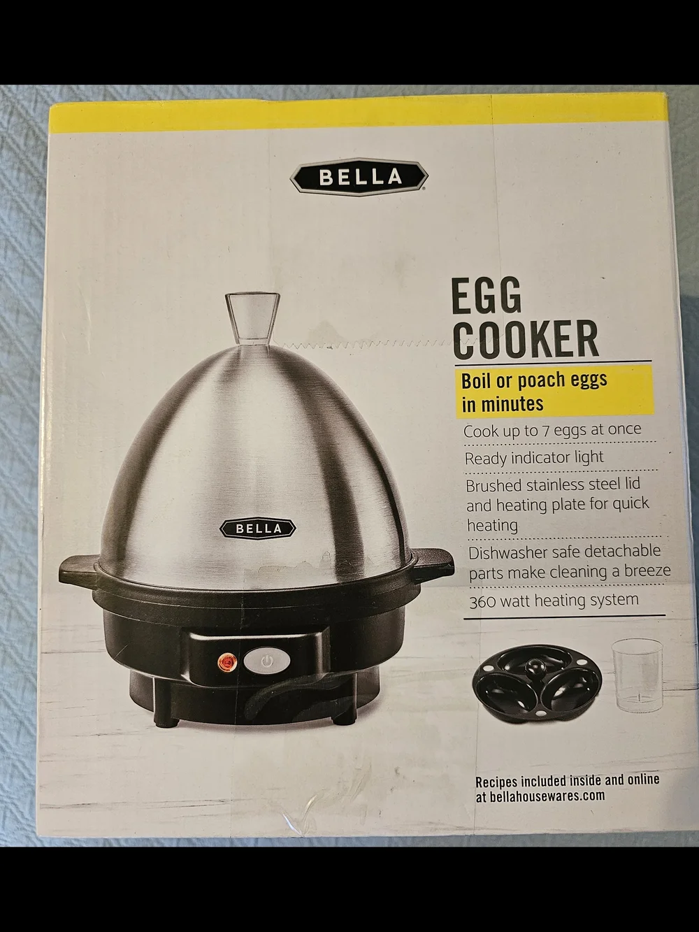 Bella Brushed Stainless Steel and Black Egg Cooker NEW!